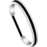 Zuo Bao Stainless Steel Rhinestone Elastic Hair tie Bracelet Brushed Grooved Edges for Women Girls