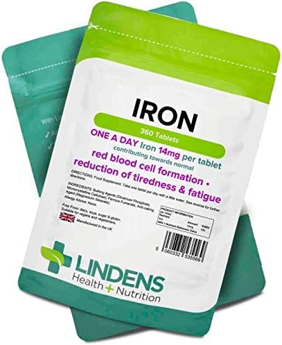 Lindens - Iron 14mg Tablets - 360 Vegan Tablets - UK Made - Reduce Tiredness, Increase Energy, White, 3 count (Pack of 120) - Image 5