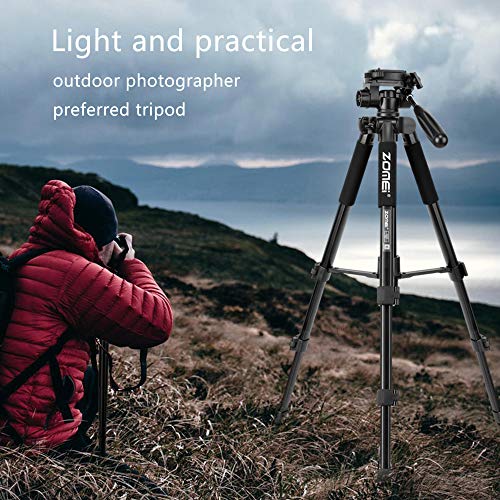 ZOMEI Q222 58" Monopod Tripod with 3-Way Swivel Pan Head and Carrying Bag for Sony Nikon Canon Suitable for Live Photo Video