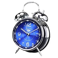 FeliciaJuan-hm Alarm Clock 4 Inches Twin Bell Alarm Clock with Backlight, Desk Clock Silent Battery Operated Loud Alarm Clock for Heavy Sleepers for Home, Bedroom, Office, Kids
