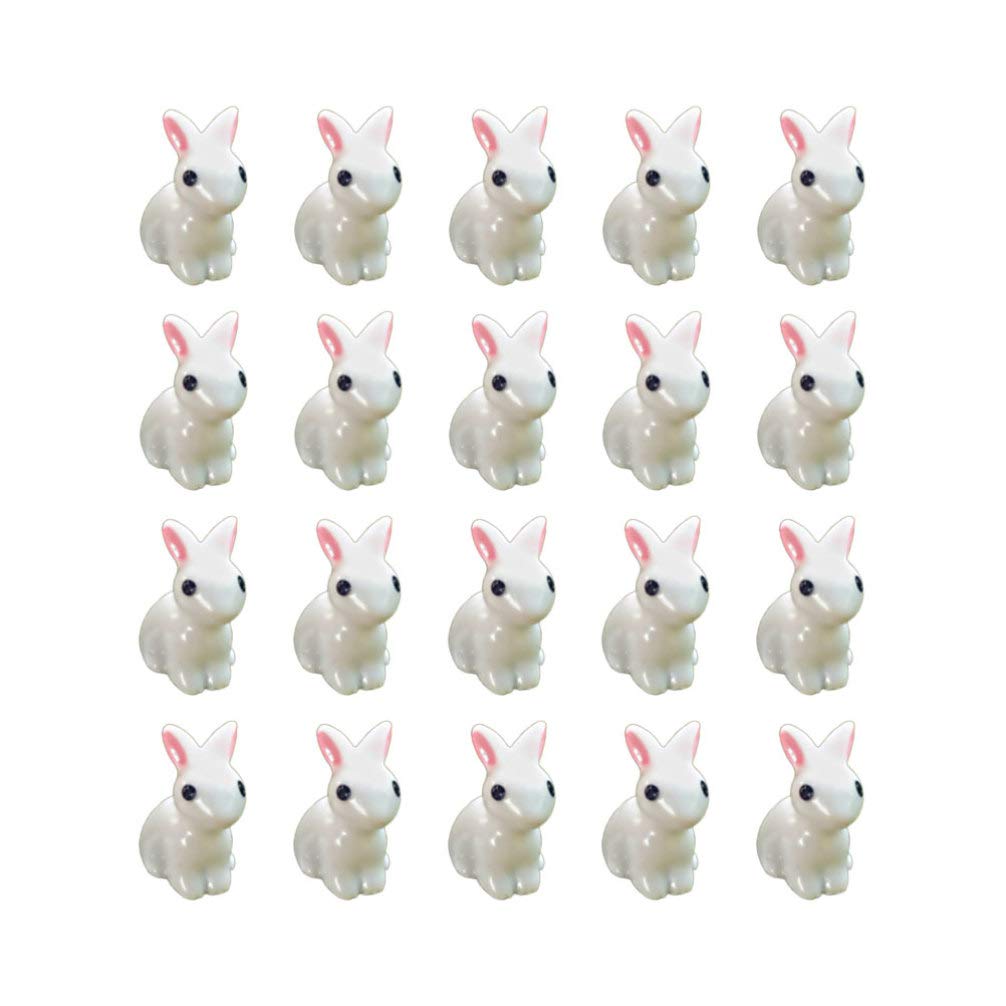 EXCEART 35Pcs Easter Mini Bunny Figurines Garden Statue Resin Miniature Rabbit Figure Animal Characters Toys Cake Topper for Aquarium Microlandscape Home Decor