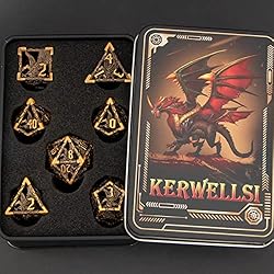 KERWELLSI Hollow Metal DND Dice Set, 7pcs D&D Dice