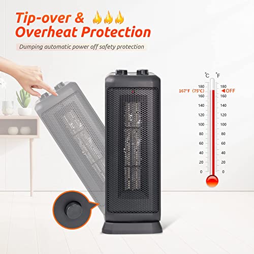 BEYOND BREEZE Space Heater, 1500W Ceramic Oscillating Portable Electric