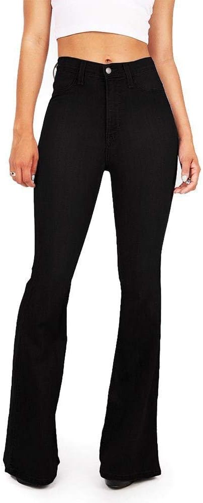 GALMINT Women's Fashion High Waisted Wide Leg Bootcut Slim Denim Flare Bellbottom Jeans