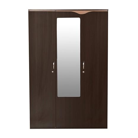 Hometown Swirl Engineered Wood Three Door Wardrobe In Wenge Colour