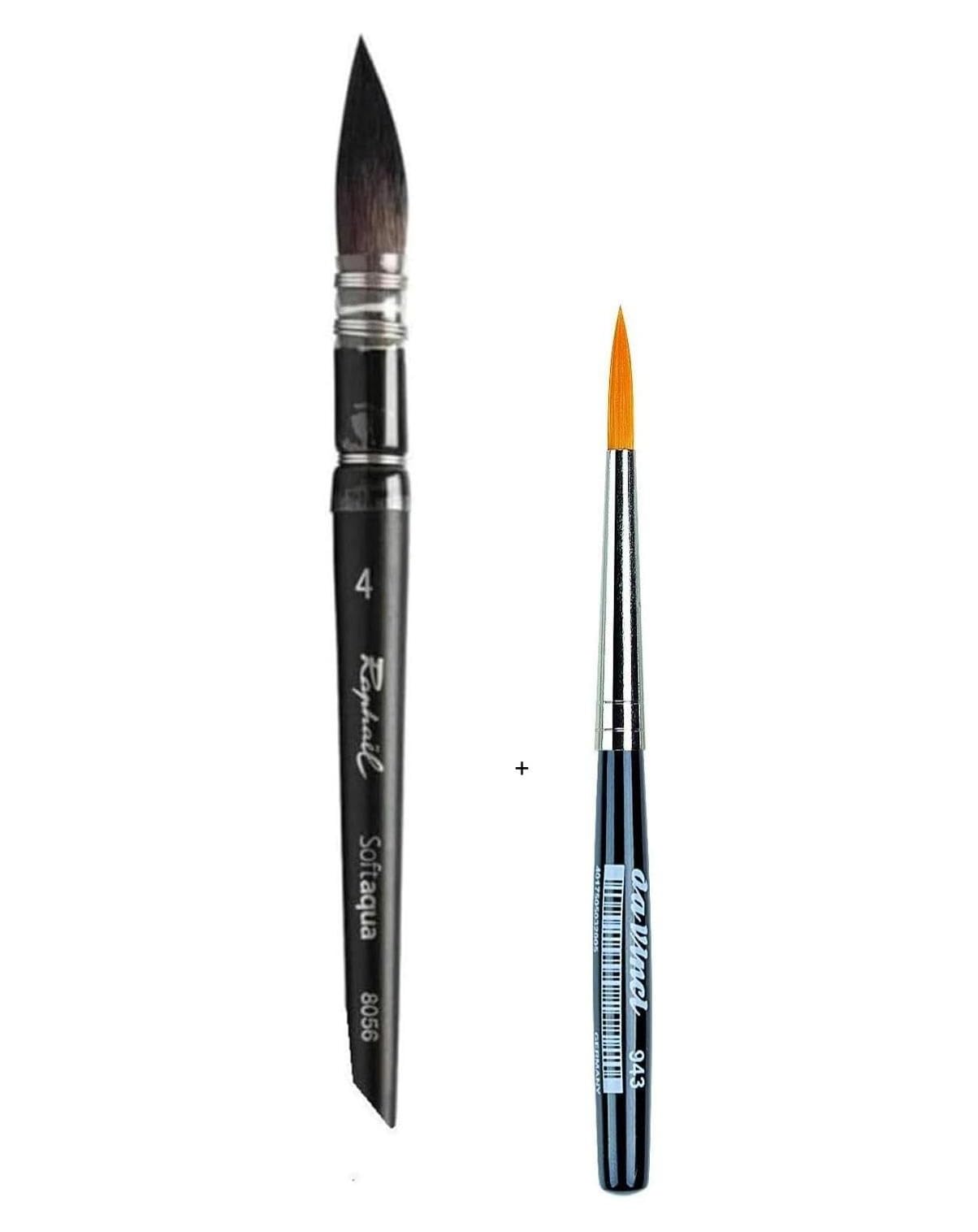 Raphael Series 8056 No. 4 + Da Vinci XS Synthetic Travel Brush Set of 2 (Raphael France)