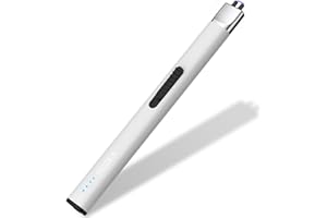 REIDEA Lighter R1 Flat Electronic Candle Lighter, Windproof Flameless USB Rechargeable Arc Lighter with Safe Button and Power Indicator for Candle, BBQ and Fireworks, White
