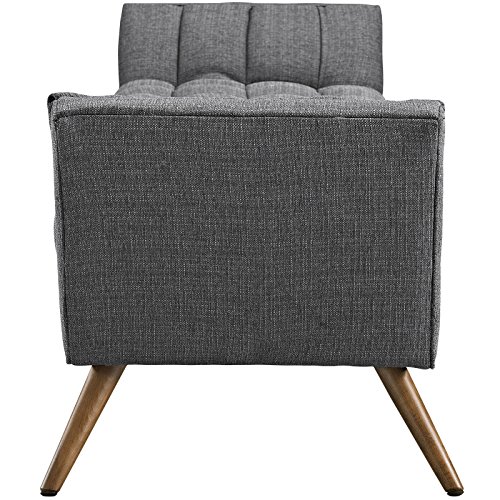 Modway Response Mid-Century Modern Bench Large Upholstered Fabric in Gray