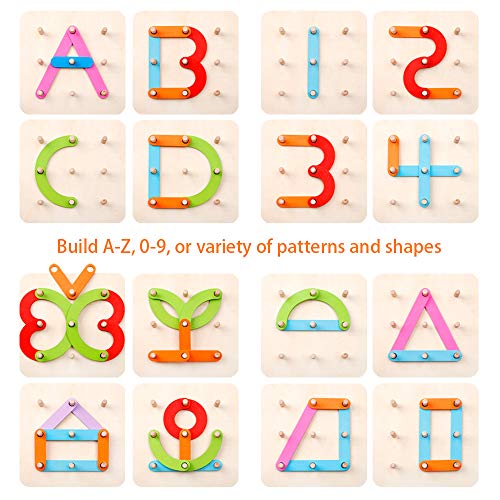 Coogam Wooden Letter Number Construction Puzzle Educational Stacking Blocks Toy Set Shape Color Sort - //coolthings.us