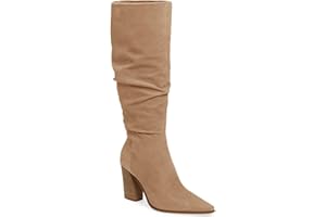 PiePieBuy Womens Faux Suede Knee High Boots Pointed Toe High Chunky Heel Side Zipper Party Dress Booties