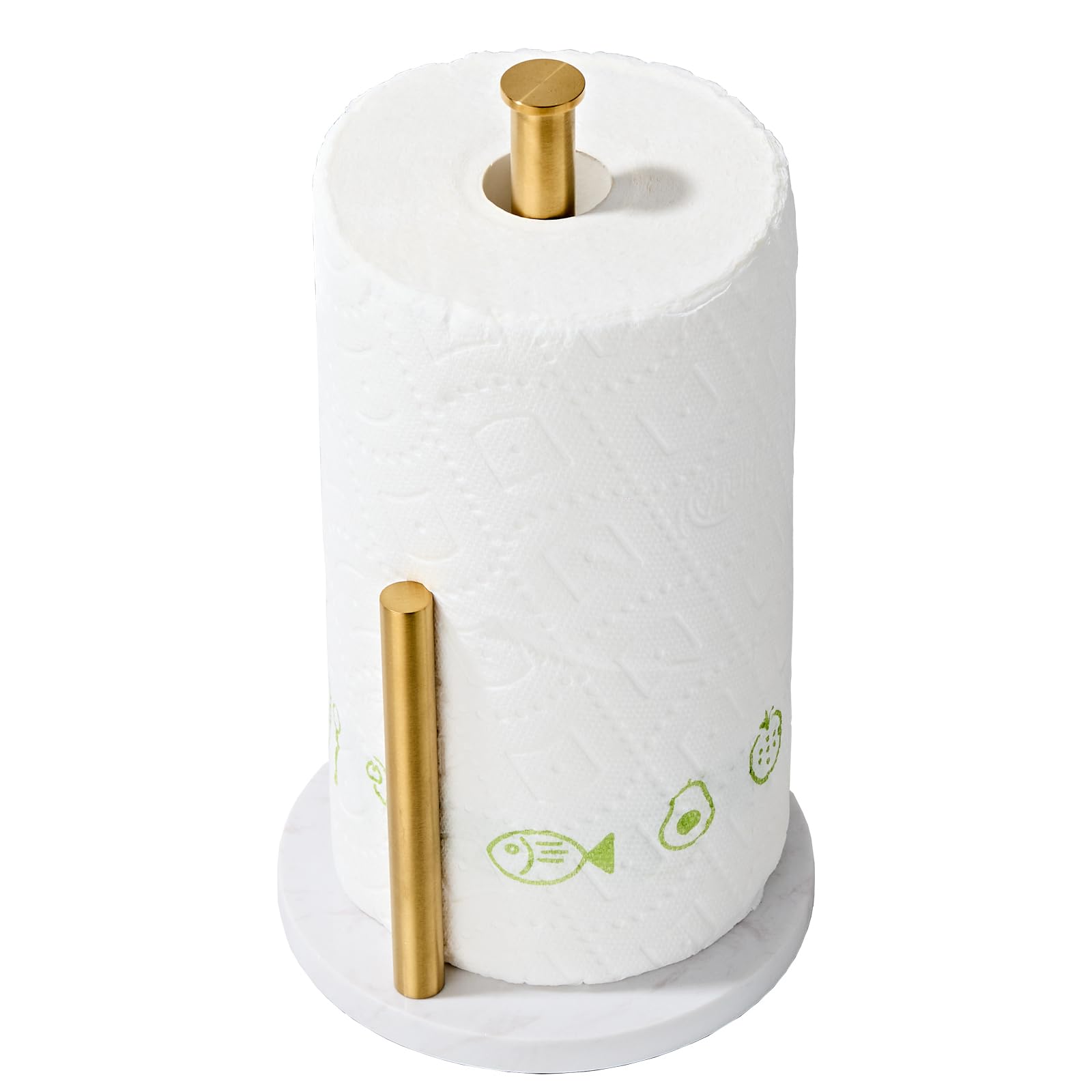 Photo 1 of *MINOR DAMAGE*
Brushed Gold Paper Towel Holder,Stainless Steel Paper Towel Holder for Kitchen Roll Organize, Standard or Jumbo-Sized Roll Paper, Countertop Roll Dispenser with Marble Base