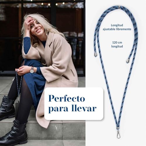 moex Unleash para Samsung Galaxy A14 (4G/5G) – Cadena para teléfono móvil con mosquetón, correa de cuello desmontable rápida – Smartphone con almohadilla para fundas – Cadena para colgar en azul