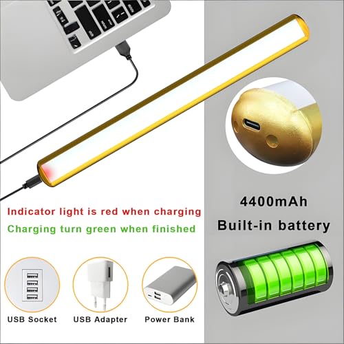 ALISMAEEL Wireless LED Picture Light Rechargeable 4400mAh Battery Wall Sconce,3 Color Adjustable Painting Light with Timer and Remote Control for Wall Pictures,Gallery Artwork,Paintings,Portraits