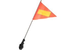 Veemoon Reflective Triangle Safety Pennant with Clamp-On Pole for Mobility Scooters and Wheelchairs, Orange