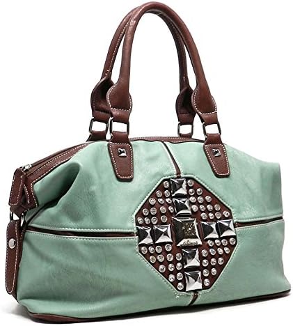 Color block green Western Shoulder Bag Studs Rhinestone designer inspired (MINT)
