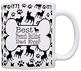Dog Owner Gifts Best French Bulldog Dad Ever Paw Pattern Gift Coffee Mug Tea Cup Bone Pattern