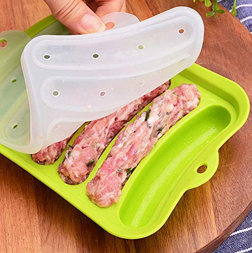 2 Pack Non-Stick Silicone Sausage Mold for Homemade Hot Dogs - DIY Hot Dogs - Hot Dog Mold for Oven and Microwave (Blue and green) - Thumbnail 3
