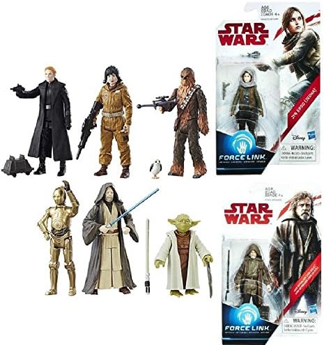 Star Wars: The Last Jedi Teal 3 3/4-Inch Action Figures Wave 2 Set of 8 (Chewbacca, C-3PO, Rose, General Hux, Exile Luke, Jyn, Yoda &amp; Obi Wan)