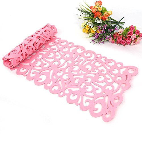 Haofy Table Runner，7 Colors Rectangle Shape Felt Tablecloth Runner Placemats Table Mats Household Decorations New for Rustic Weddings, Party Decorations and Crafts (Pink)