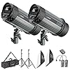 Neewer 600W Photo Studio Strobe Flash Lighting Kit: (2)S101 300W 5600K Monolights with Bowens Mount,(2)Softbox,(1)RT-16…