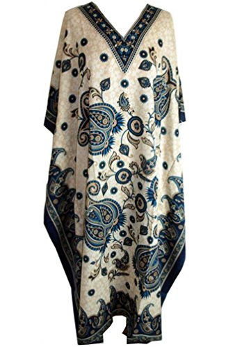 RK Essentials | Long Kaftan | One Size Plus | Maxi dress (Ivory/Teal)