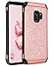 BENTOBEN Galaxy S9 Case, Samsung S9 Case 2 in 1 Glitter Bling Hard PC Cover Coat Sparkly Shiny Leather Hybrid Soft Bumper Shockproof Protective Phone Cases for Samsung Galaxy S9 (SM-G960U), Rose Gold