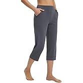 baleaf Womens Capri Pants High Waisted Straight Leg Yoga Capris Leggings with Pockets Crop Workout 21" Summer Pants