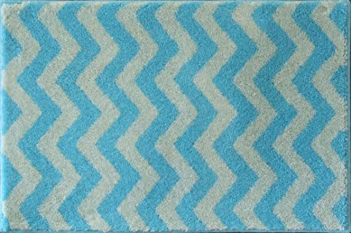 Grund Chevron Series Premium Bathroom Comfort Bath Rug, 21-Inch by 24-Inch, Blue