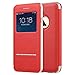 iPhone 8 Plus Case, iPhone 7 Plus Case [Touch Series][View Window], Folio Flip PU Leather Case,Magnetic Closure, Case for iPhone 8 Plus /7 Plus Special Edition with Stand, Metal Sensor 5.5 inch (Red)