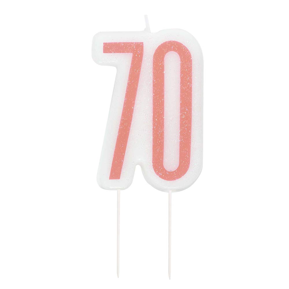 Unique 84989 Number Birthday Candle | Rosegold | 1 Pc, Rose Gold, Age 70
