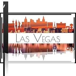 City Skyline Series - Las Vegas - Colorful Urban Art - Sunsets and Silhouettes Famous Buildings and Landmarks - Canvas Art Home Art - 12x18 inches