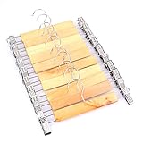 Tosnail Natural Wood Collection Skirt Hangers with Clips, Pant Hangers - 10 Pack