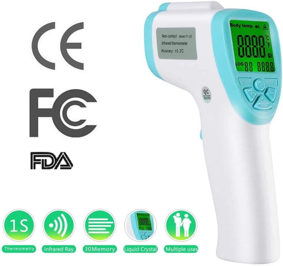 Infrared Forehead Thermometer Thermometer Non-Contact Laser Thermometer Accurate Digital Temperature Gun Portable Body Basal immediate Result Thermometer Gun with LCD Display for Infants and Adults