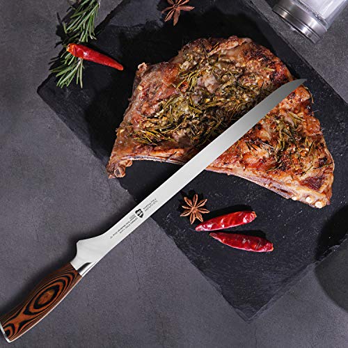TUO Slicing Knife 12 inch Spanish Style Meat&Ham Slicer Flexible Kitchen Carver Professional