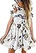 Angashion Womens Dresses Casual Floral Print Long Sleeve Swing Pleated Skater A Line Mini Dress White 1 XL