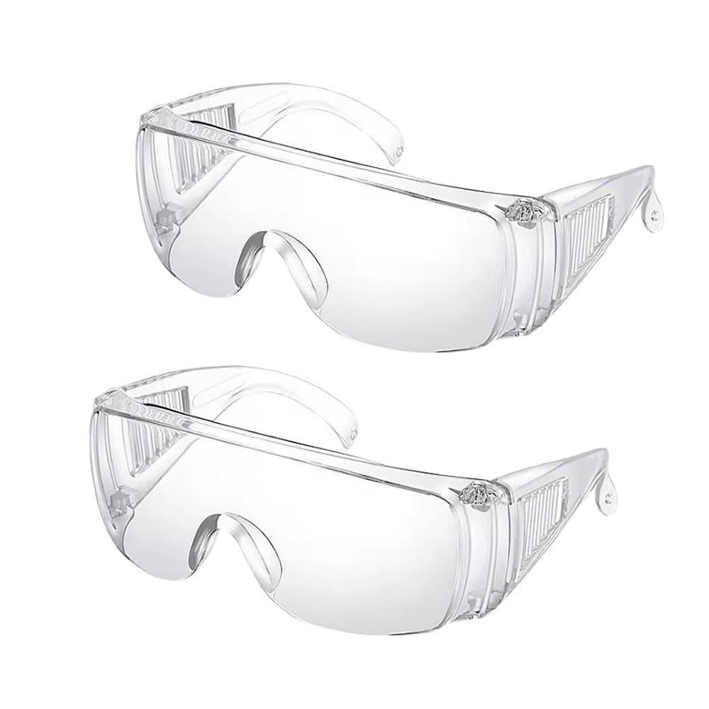 LAIYOHO 2 Pieces Protective Glasses with Scratch Resistant Eyewear Lenses UV Protection Adult Over Glasses Goggle for Construction Laboratory Chemistry Class.