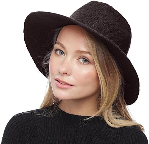 APPARELISM Women's Lightweight Solid Woven Panama Fedora Hat.(Black)