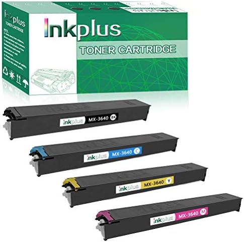 InkPlus MX-3640 Toner Compatible for Sharp MX-3640 MX-3640n Multifunction Copier Printer Toner Cartridge,4 Pack,1Black+1Cyan+1Yellow+1Magenta