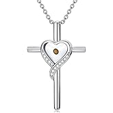 HPQQ Cross Mustard Seed Necklace 925 Sterling Silver Faith Christian Jewelry Mother's Day Gifts for Women Her