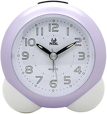 Eastever Electronic Alarm Clock, No-Ticking Luminous Quartz Desk Clock with Nightlight for Study Travel, Snooze Function &amp; Battery Operated - Purple