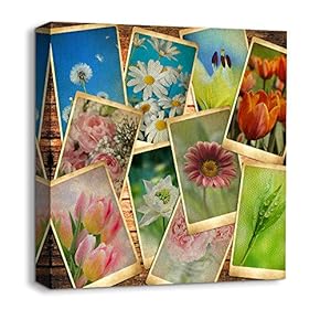 Canvas Wall Art Vintage City Collection Painting Artwork for Home Prints Framed - 12x12 inches