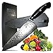 Zelite Damascus 8 Inch Chef Knife - Hammered Tsuchime Finish Japanese Chef's Knife for Kitchen with Curved Handle; Professional Kitchen Knife with Japanese AUS-10 Super Steel 45-Layer - Leather Sheath