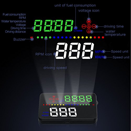 NEW SUN 3.5" HUD Digital Head Up Display Car Speed Warning Alarm OBD2/EUOBD Speedometer KM/h MPH Plug&Play - Thumbnail 3
