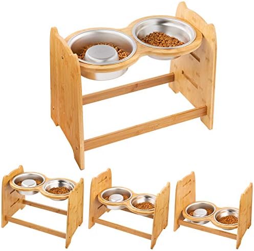 Yangbagaフードボウル 3段階ペットボウル 犬猫用 餌入れ お皿 食台 食器 犬 餌台 高さ調節可能 滑り止めパッド付き