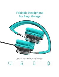 Elecder i39 auriculares con micrófono para niños, niñas, adolescentes adultos, plegable y ajustable en auriculares para ipad móviles ordenador mp3 4 kindle airplane school