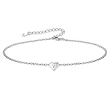 FOCALOOK Silver Initial Anklets for Women, Dainty