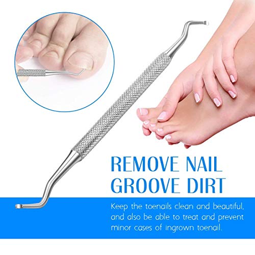 Ingrown Toenail File and Spoon Nail Cleaner Set Stainless Steel Toe Cleaner Tool for Salon Home Use Nail Lifter Double Side Manicure Nail File Kit Foot Care