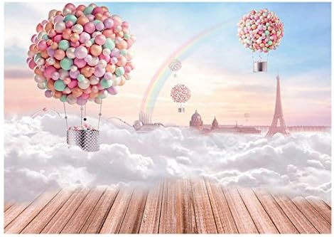 7 ft X 5 ft Balloons Rainbow Photo Backdrop,Vinyl Studio Photography Background Screen,Studio Props for Party Wedding Baby Shower Children Newborn