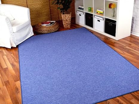 STRONG Feinschlingen Velour Teppich Blau in 24 Größen, Größe:160x160 cm