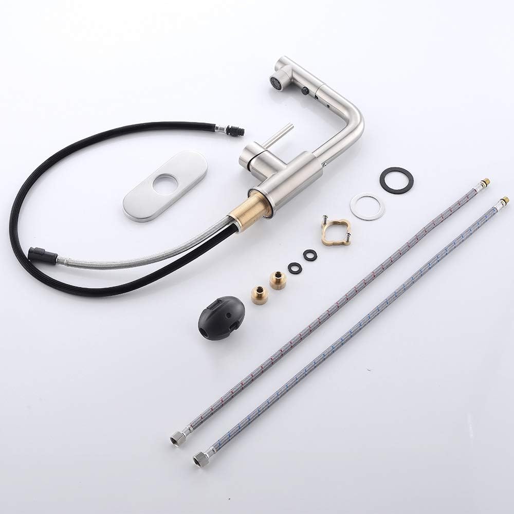 Bar & Prep Sink Faucet with Magnetic Docking Sprayer, Pull Out Bathroom Faucet in Brush Nickel, Wet & Mini Bar Faucet - - 